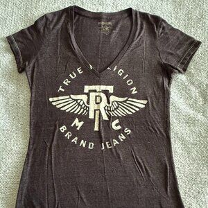 Women's True Religion v-neck t-shirt - Charcoal Gray - Size M